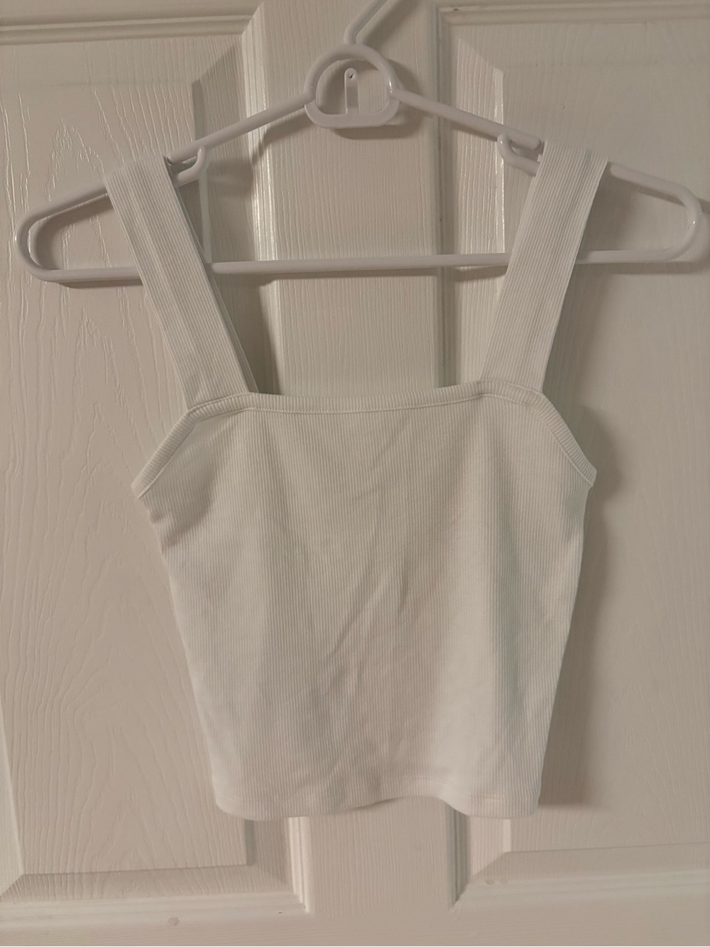 NEW American Eagle Outfitters White Ribbed Square-Neck Tank